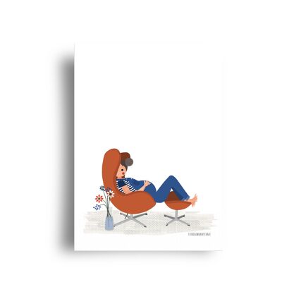 carte postale - serie bellycards - 'egg chair'