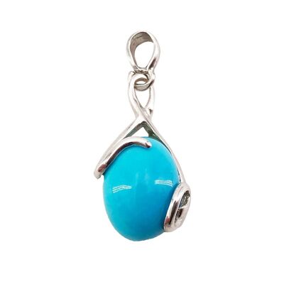 Pendentif Turquoise "Océane" - Ovale - Argent 925