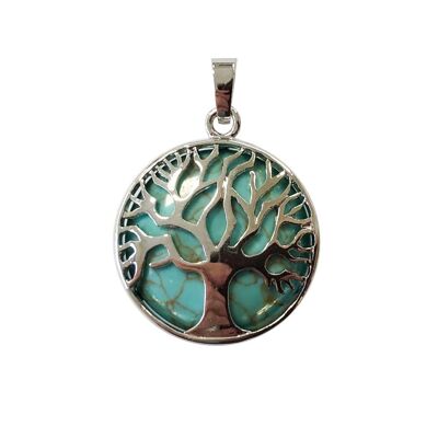 Pendentif Turquoise stabilisée - Arbre de vie