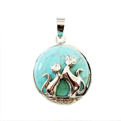 Pendentif Turquoise stabilisée - Chat