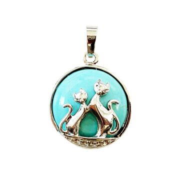 Pendentif Turquoise stabilisée - Chat 2