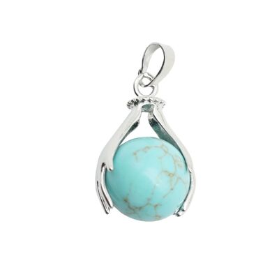 Pendentif Turquoise stabilisée - Deux mains