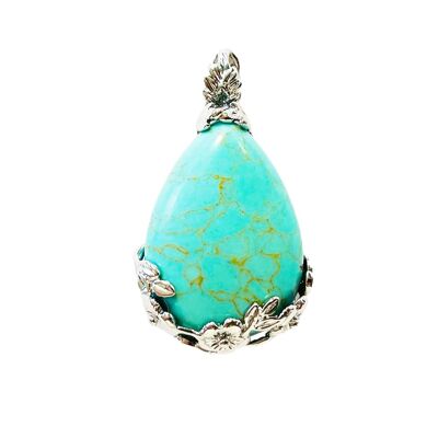 Stabilized Turquoise pendant - Flowery drop