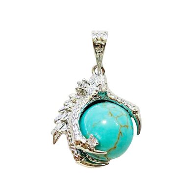 Stabilized Turquoise Pendant - Dragon Hand