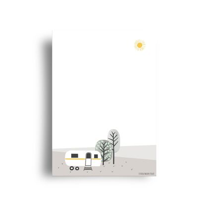 Postkarte 'Wohnwagen in gelb'