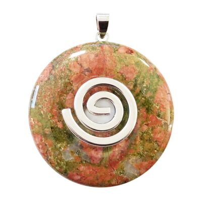 Unakite Pendant - Chinese PI or Donut 40mm