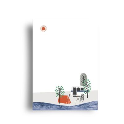 carte postale 'camping en mer'