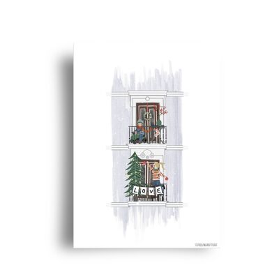 carte postale - décembre - 'balcon de noël'