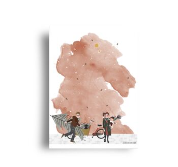 carte postale - décembre - série 'comment ramener cet arbre à la maison' - 'vélo cargo' 1