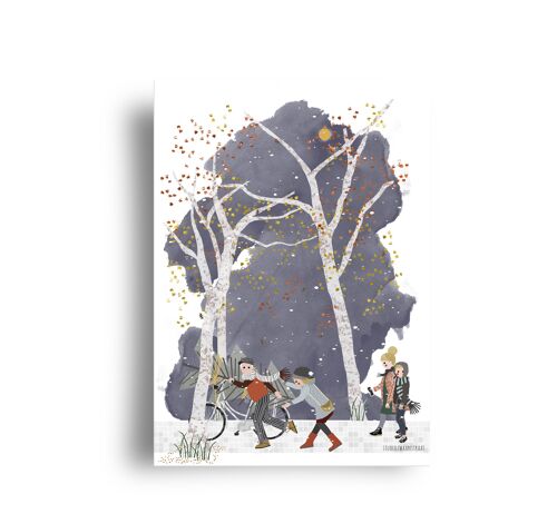 postcard - december - serie 'how to get that tree home'- 'parents and teenagers'