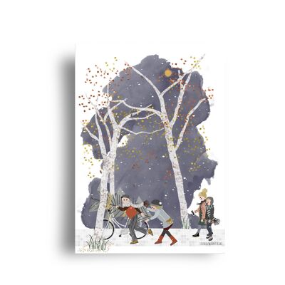 postal - diciembre - serie 'cómo llevar ese árbol a casa' - 'padres y adolescentes'
