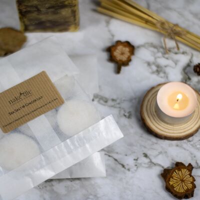 Natural and Eco-friendly Coconut Rapeseed Wax Tea-lights  Sea Salt & Ginger Lily