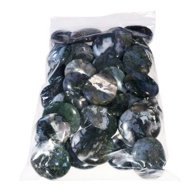 Flache Steine aus Moosachat - 250grs
