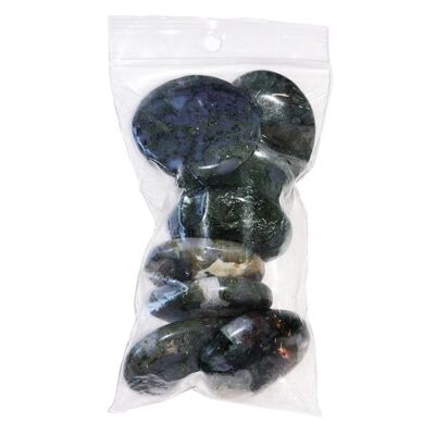 Flache Steine aus Moosachat - 500grs