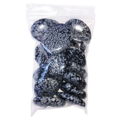 Flache Steine aus schwarzem Obsidian - 1kg