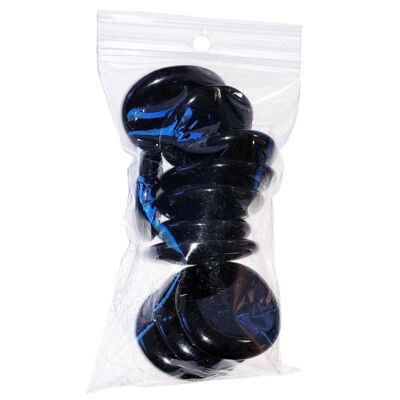 Flache Steine aus schwarzem Obsidian - 500grs
