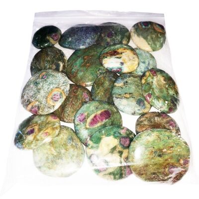 Ruby flat stones on fuchsite - 250grs