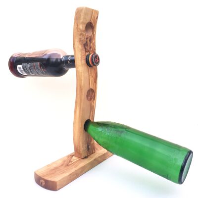 Botellero para 4 botellas fabricado en madera de olivo