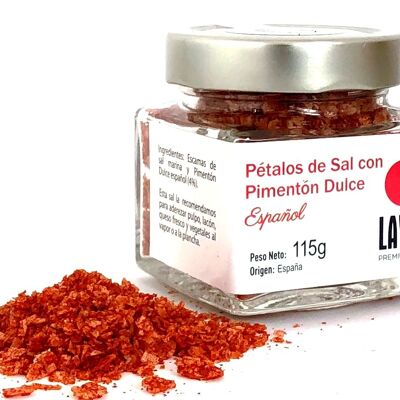 Glass Jar Salt Petals with Spanish Sweet Paprika 115g