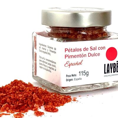 Glass Jar Salt Petals with Spanish Sweet Paprika 115g