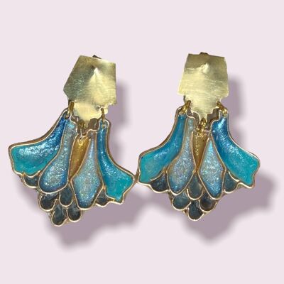 Brass and cloisonne earrings made and hand painted
