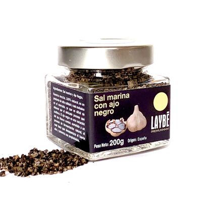 Glass jar Sea salt with black garlic 200g