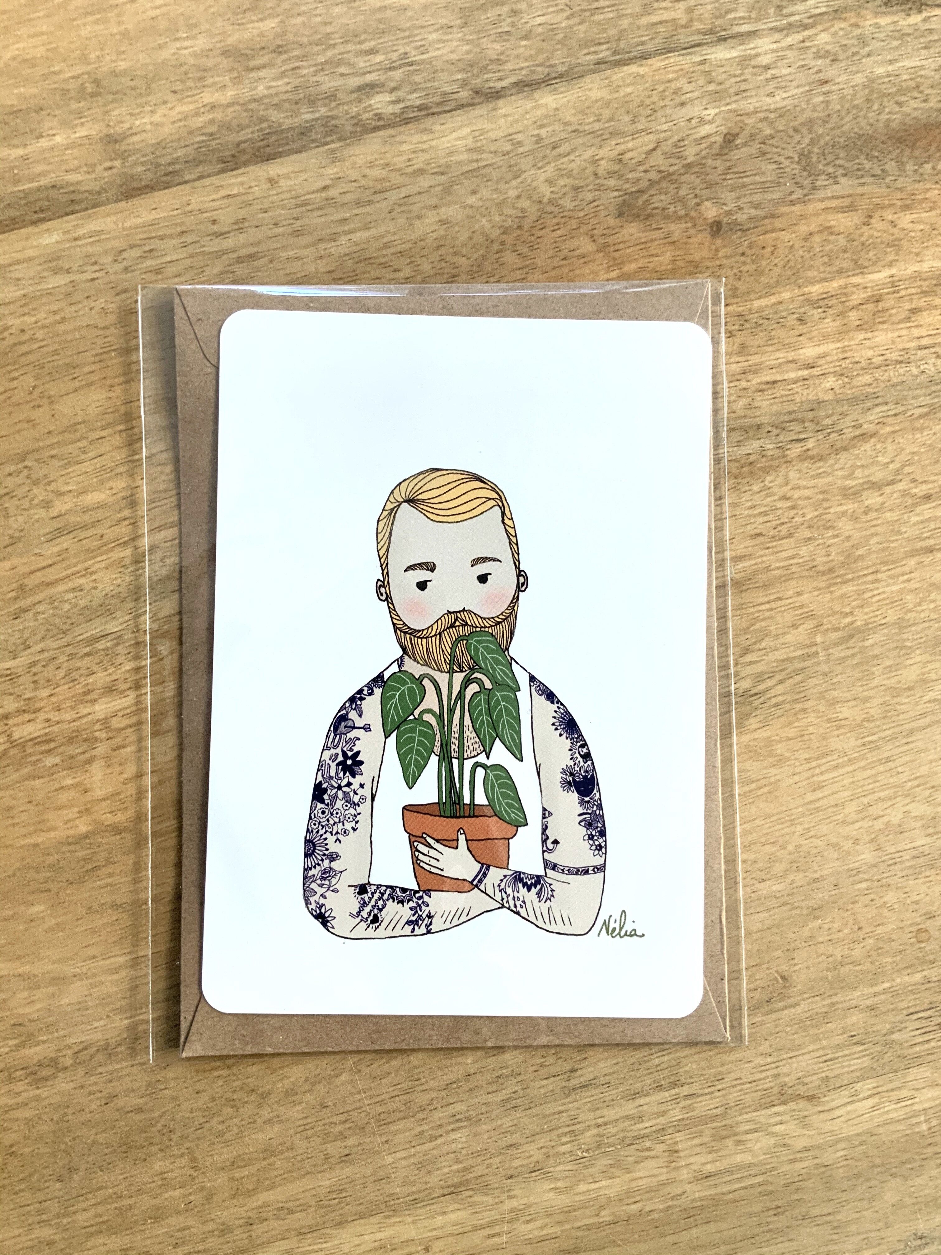 Carte postale illustrée A6 " le barbu plantu"