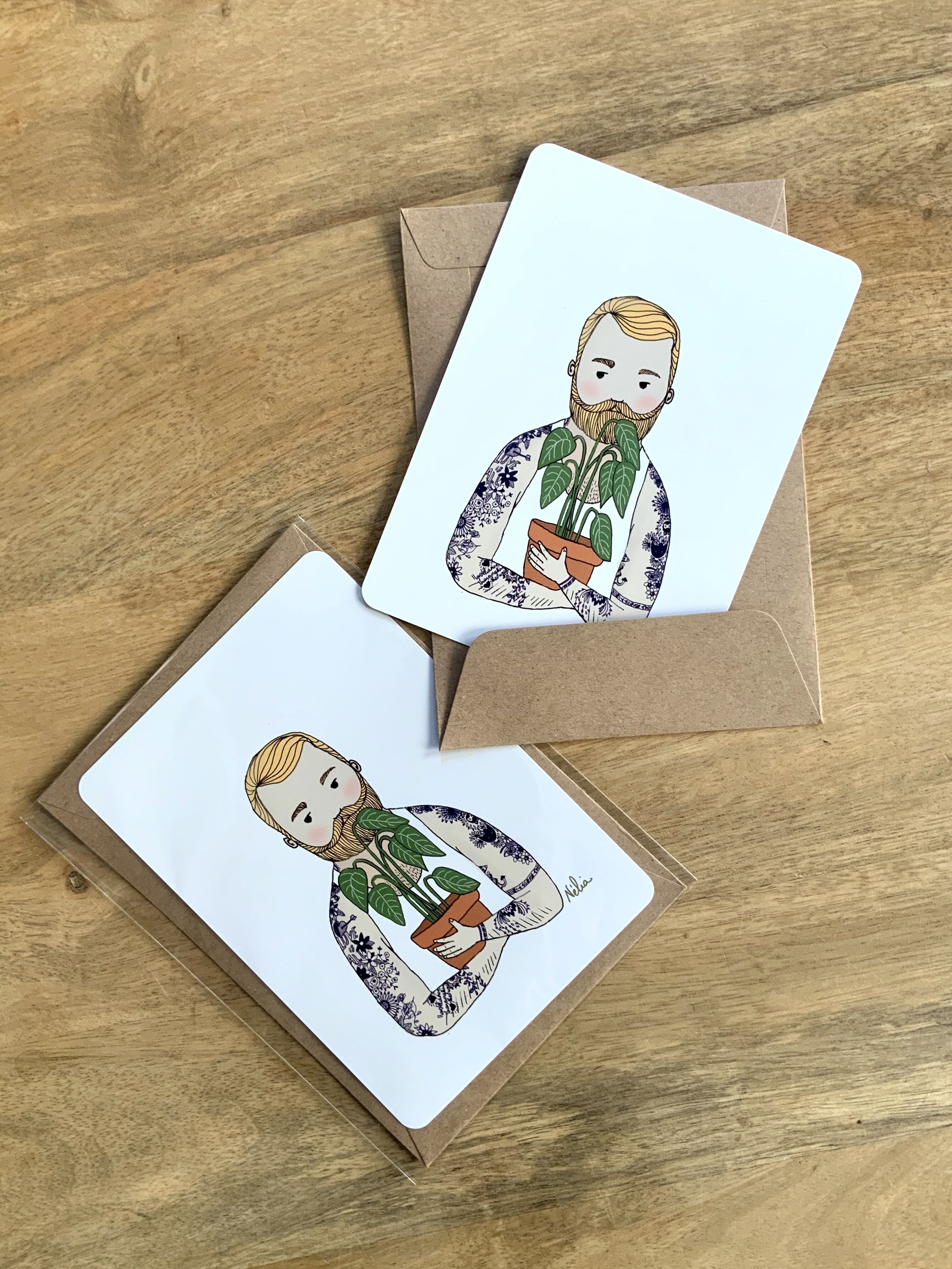 Carte postale illustrée A6 " le barbu plantu"