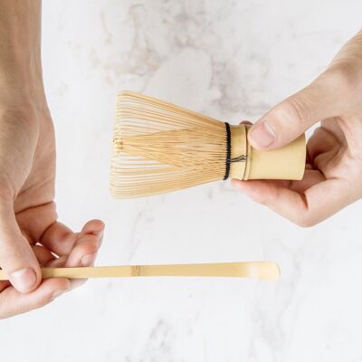 chasen matcha whisk and bamboo spoon