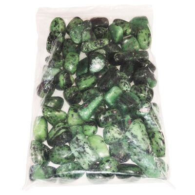 Piedras rodadas de rubí sobre zoisita - 250grs