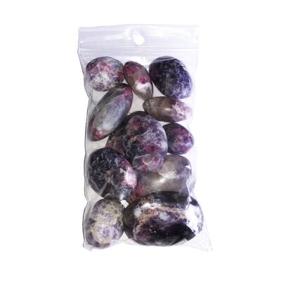 Pink Tourmaline tumbled stones on anhydrite - 500grs