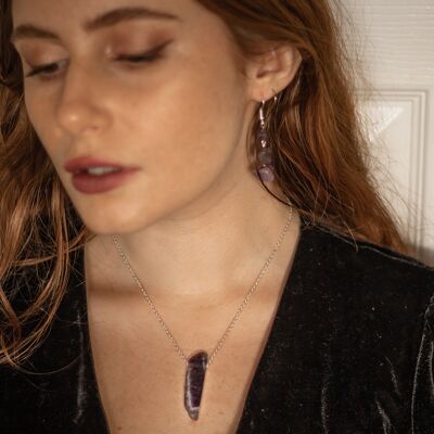 925 Sterling Silver & Amethyst Pendant Necklace