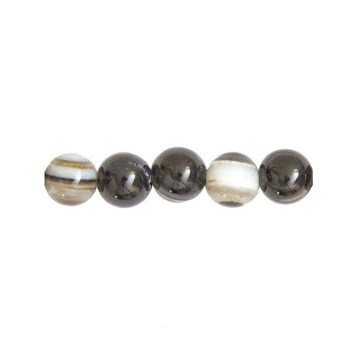 Sachet de 5 perles Agate noire zonée - 12mm