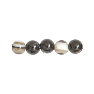 Confezione da 5 perline di agata nera suddivisa in zone - 12 mm