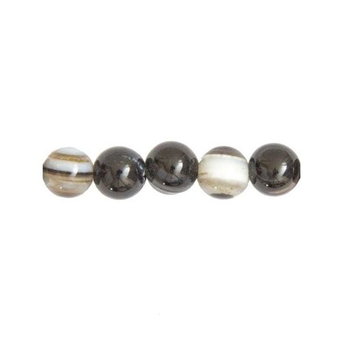 Sachet de 5 perles Agate noire zonée - 6mm