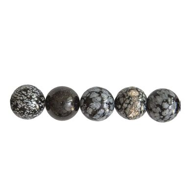 Sachet de 5 perles Obsidienne flocon de neige - 10mm