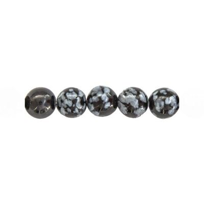 Sachet de 5 perles Obsidienne flocon de neige - 8mm