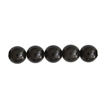 Beutel mit 5 schwarzen Obsidianperlen - 12 mm