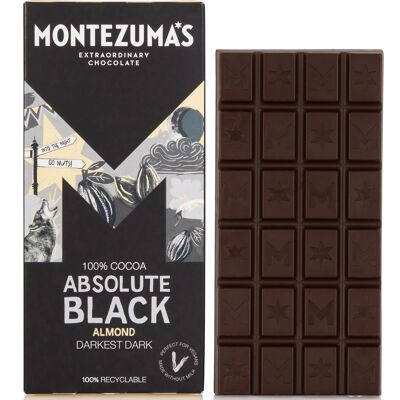 Absolute Black 100 % Kakaoschokolade mit Mandeln 90 g Riegel