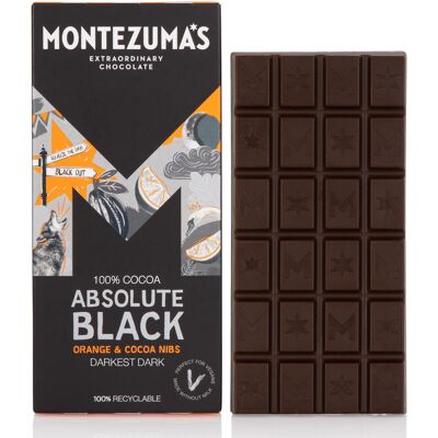 Tablette de chocolat noir absolu 100 % cacao avec éclats d'orange et de cacao 90 g