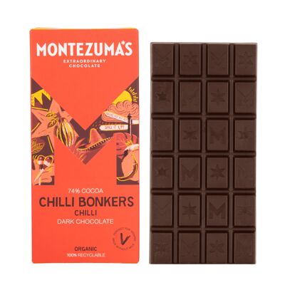 Chilli Bonkers 74% Cioccolato Fondente Biologico con Peperoncino 90g Bar