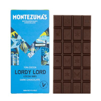 Barre de chocolat noir Lordy Lord 70 % avec éclats de cacao 90 g