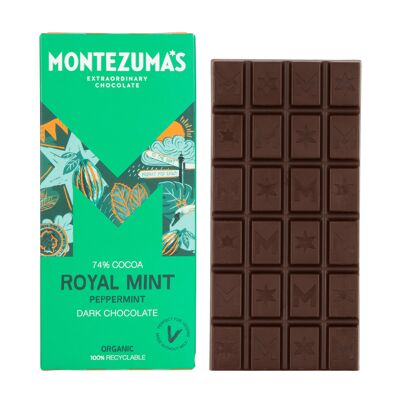 Royal Mint 74% Chocolat Noir Bio à la Menthe Tablette 90g