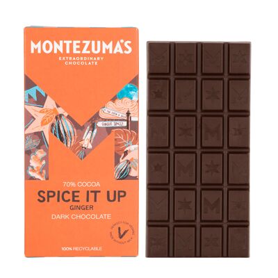 Barre de chocolat noir Spice It Up 70 % avec gingembre cristallisé 90 g