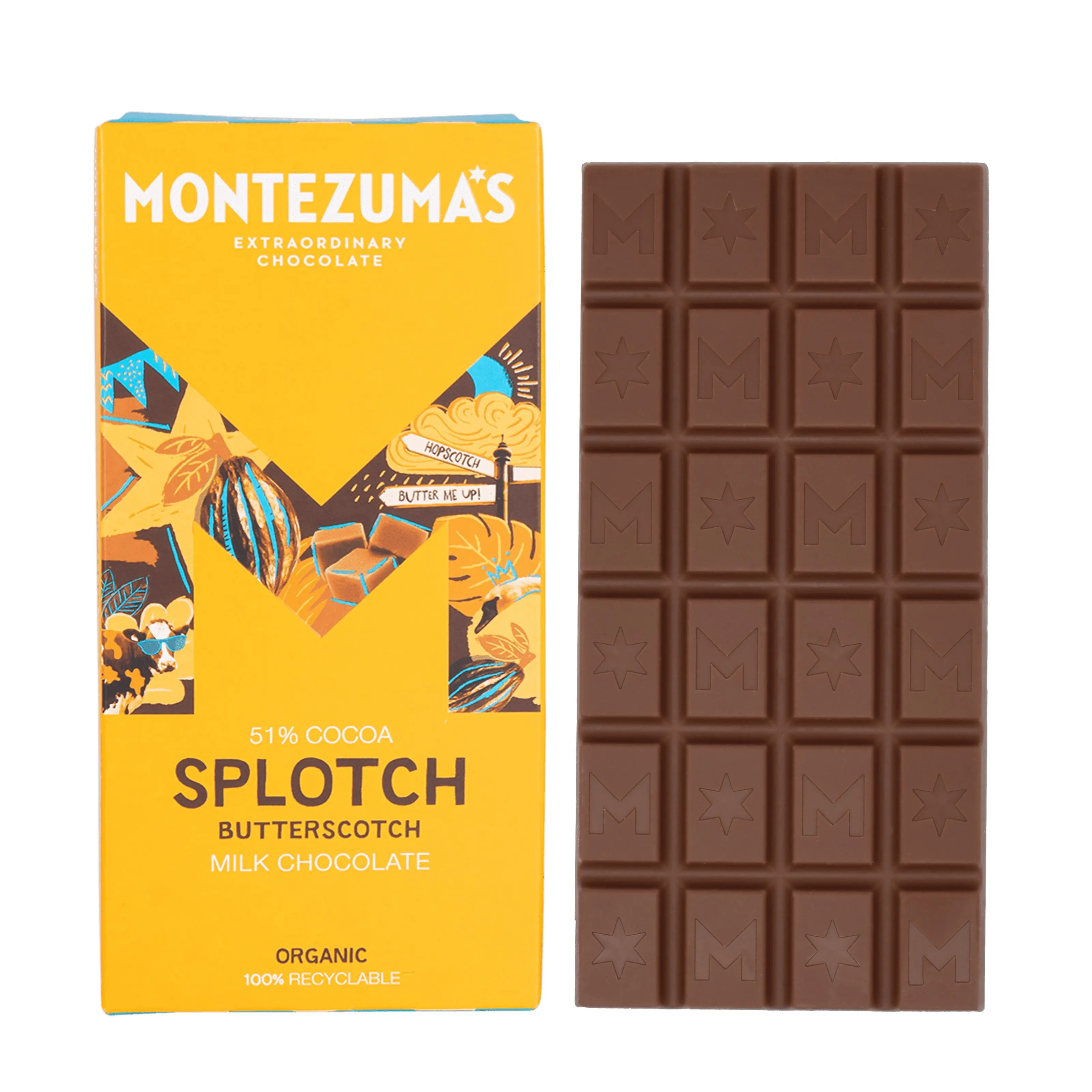 Sploctch Buy wholesale Splotch 51% Organic Milk Chocolate with Butterscotch 90g Bar