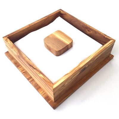 Napkin box incl. olive wood weight