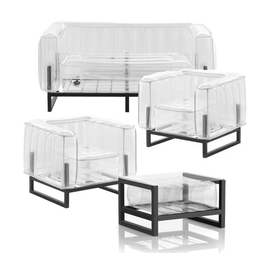 Salon de jardin Yomi Style et table basse-Blanc