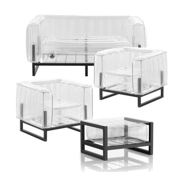 Salon de jardin Yomi Style et table basse-Blanc 1