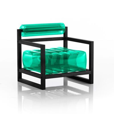 Yoko armchair with black wood frame-Green