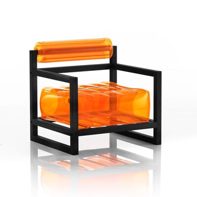 Poltrona Yoko struttura in legno nero-Arancio